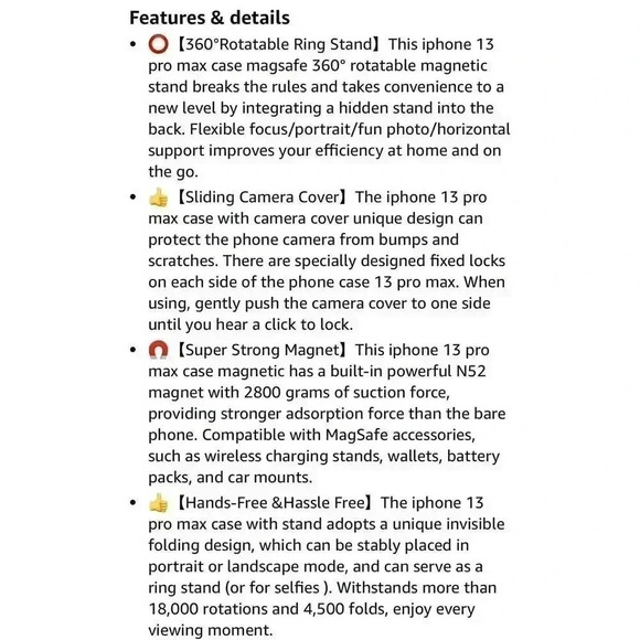 360 Rotatable Magnetic Ring Case With Camera Cover For 13 Pro Max 6.7” Blue‎ - Picture 10 of 11